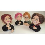 A set of four JOKS LLC "Osborne" family dolls - Ozzy, Sharon, Kelly and Jack; each fabric head and