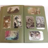 Approx 292 sentimental greetings postcards including a number of French cards, some chromo litho,