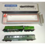 LIMA - BR Railcar W33W in green in a Westward box and a Tenshodo constructed plastic model of BR