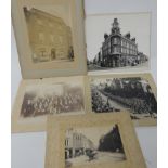 Five old mounted photographs of Bridgwater - Fore Street from Market House c.1910; YMCA building c.