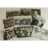 Six sport related postcards including New Zealand Football Team 1905; Weston Super Mare Water Polo