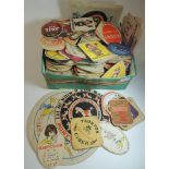 A collection of assorted beer mats including large Babycham, Pony, other Babycham, Taunton Cider,