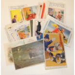 A quantity of loose postcards, many "saucy" humour; also Bonzo; hold-to-the-light; chromo litho