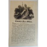 An early 19th Century County Fire Office poster - Negligence and Carelessness of Menials, Servant or