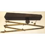 A 19th Century brass Pantograph by Cary, London, with weight, in shaped mahogany case, 70cms long