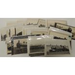 Sixty photographic postcards of steam locomotives, many "F Moores", various regions including