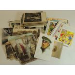 A quantity of loose assorted postcards including photo topo Exeter, Cornwall, London, some