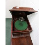 An Academy oak cased table gramophone