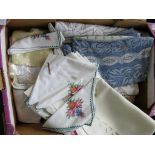 A box of assorted table linen