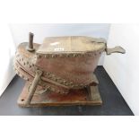 An old wood and leather set of foot pumped bellows