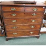 A 19th Century mahogany chest of two short and four graduated long drawers, standing on bracket feet