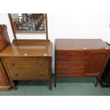 A mid 20th Century oak dressing table with adjustable mirror back, fitted two long drawers and an