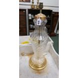 A large 20th Century cut glass table lamp
