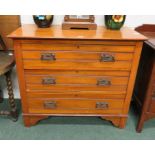 A 20th Century oak chest of three drawer and a walnut chest of three drawers (2) A/F