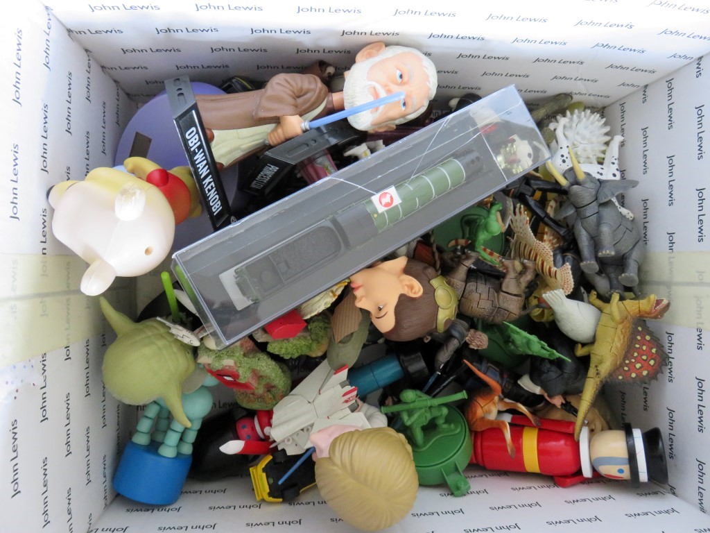 A quantity of Star Wars related toys, plastic animals and other small toys