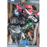 A quantity of unboxed models of motorbikes, various sizes