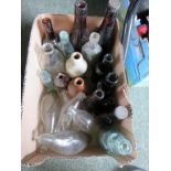 A quantity of assorted glass babies feeding bottles, beer bottles, stoneware bottles etc