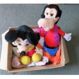 Soft toy "talking" Mickey Mouse & Goofy together with Mickey Mouse books and related items