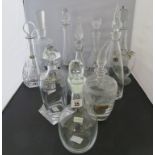 Ten clear glass decanters includes German & Czech examples