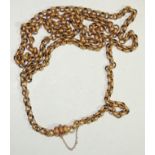 A Victorian gold (tested) belcher link longuard chain, each with repousse dot decoration, the