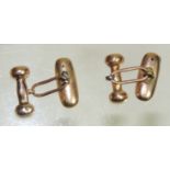 A pair of gents 9ct rose gold, hollow cufflinks, in the form of dumbbells. 4.3g approx.