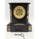 An Edwardian marble cased mantel clock by Japy et Cie, two train movement hour and half hour