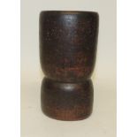 An old turned wood double ended corn measure, 18cms high