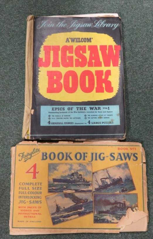 Fairylite Book of Jig Saws, Book No. 1, with four un-opened jigsaws for H.M.S King George V; H.M.S