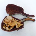 19TH CENTURY CARVED MEERSCHAUM PIPE IN FITTED CASE