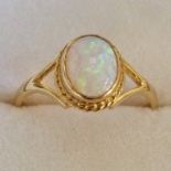OPAL RING, THE SETTING MARKED 375