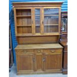 EARLY 20TH CENTURY DRESSER WITH 2 GLAZED DOORS OVER 2 DRAWERS OVER 2 PANEL DOORS