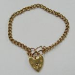 9CT GOLD BRACELET WITH 9CT GOLD PADLOCK