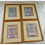 FOUR INDIAN SCHOOL FRAMED FIGURES GOUACHE 18 X 14CM