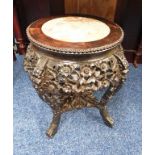 19TH CENTURY CHINESE HARDWOOD POT STAND WITH MARBLE TOP