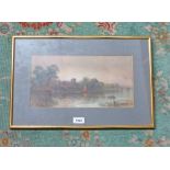 COOKHAM CHURCH 19TH CENTURY FRAMED WATERCOLOUR 18.5 X 36CM