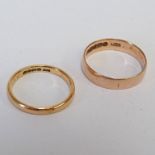 18CT GOLD WEDDING BAND AND ONE OTHER MARKED 375
