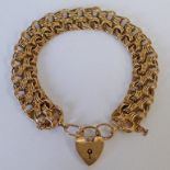 9CT GOLD FANCY LINK BRACELET WITH 9CT GOLD PADLOCK