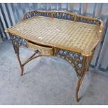 BAMBOO & WICKER DRESSING TABLE WITH DRAWER