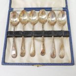 CASED SET OF 6 SILVER COFFEE SPOONS MARKED SHEFFIELD 1907