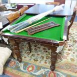 E.J. RILEY SNOOKER DINING TABLE ON TURNED SUPPORTS