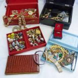 SELECTION OF VARIOUS COSTUME JEWELLERY INCLUDING PAIR OF VICTORIAN EARRINGS MARKED 9C, SILVER