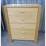 EARLY 21ST CENTURY OAK 5 DRAWER CHEST
