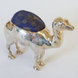 EDWARDIAN NOVELTY SILVER PIN CUSHION MODELLED AS A CAMEL BY H.V. PITHY & CO. BIRMINGHAM 1906