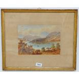 GILT FRAMED WATERCOLOUR HOUSE BY LOCH WITH MISS F.A. PATERSON 1880 TO FRONT 18.5 X 26CM