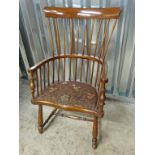 19TH CENTURY/ EARLY 20TH CENTURY WINDSOR ARMCHAIR WITH SPAR BACK & TURNED SUPPORTS