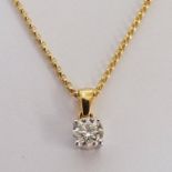 DIAMOND PENDANT ON FINE CHAIN MARKED 750