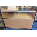 GLASS TOPPED SHOP DISPLAY UNIT WITH WOOD EFFECT 120CM X 60CM X 90CM