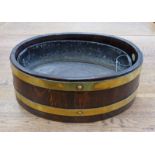 OVAL BRASS BOUND TUB WITH LABEL FOR R A LISTER, DURSLEY