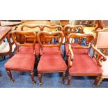 SET OF 6 19TH CENTURY MAHOGANY DINING CHAIRS WITH SHAPED BACK & TURNED SUPPORTS INCLUDING 1 ARMCHAIR