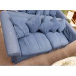 BLUE OVERSTUFFED SETTEE